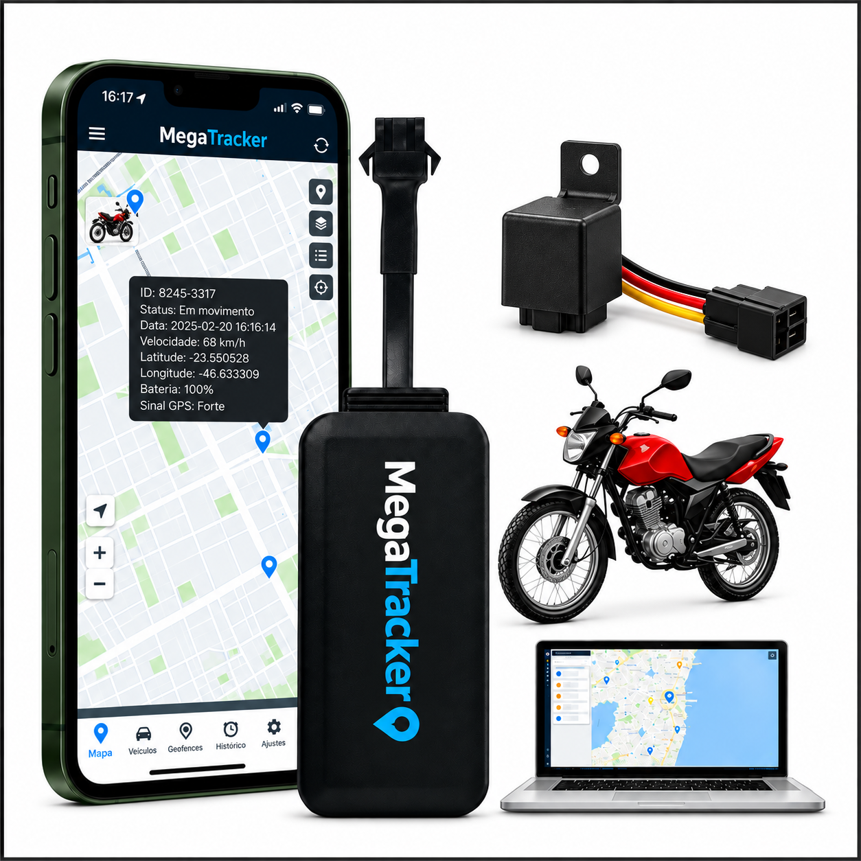 Rastreador GPS para Moto MegaTracker